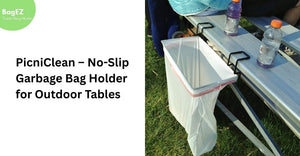 PicniClean – No-Slip Garbage Bag Holder for Outdoor Tables