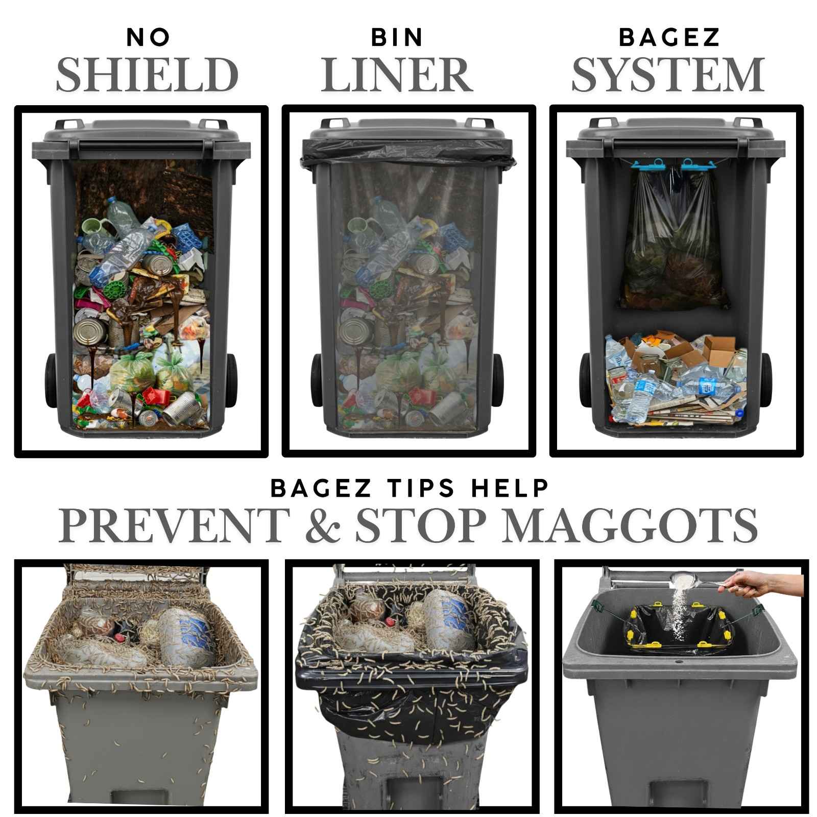 large 64 96 gallon trash can liner bin liners vs BagEZ trash bag holder