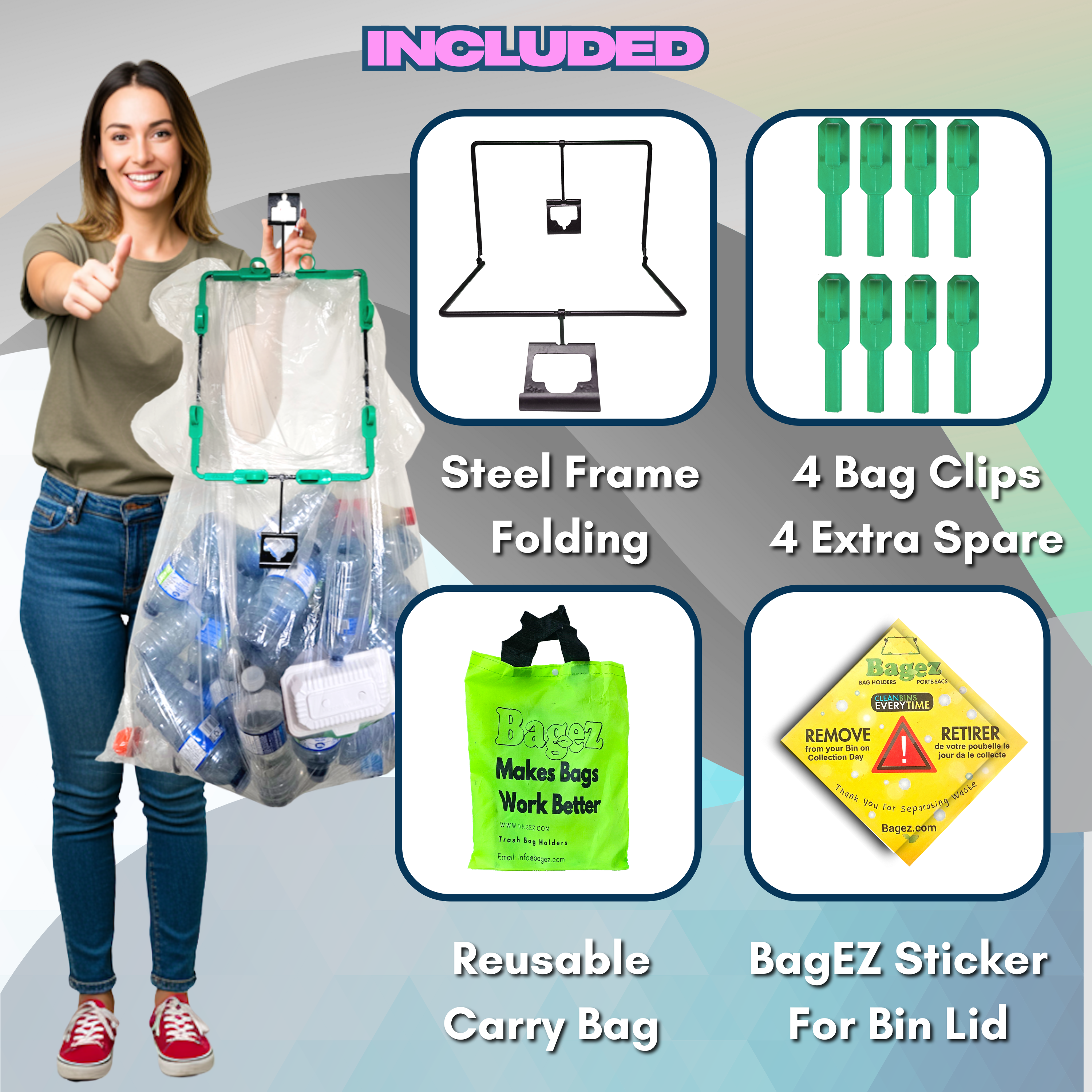 BagEZ Multi Purpose Trash Bag Holder - 10x13"