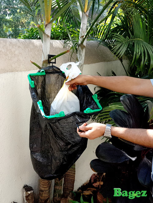 BagEZ small outdoor hanging trash bag holder