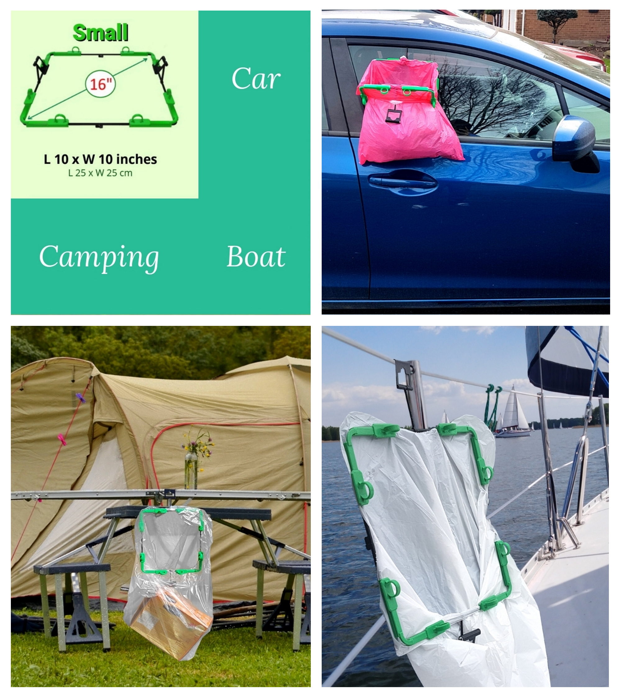 bagEZ small grocery & trash bag holder for car camping & boat