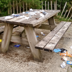 dirty picnic park table litter